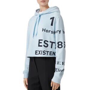 NWT Burberry Jenny Horseferry Cropped Hoodie Sweatshirt XS